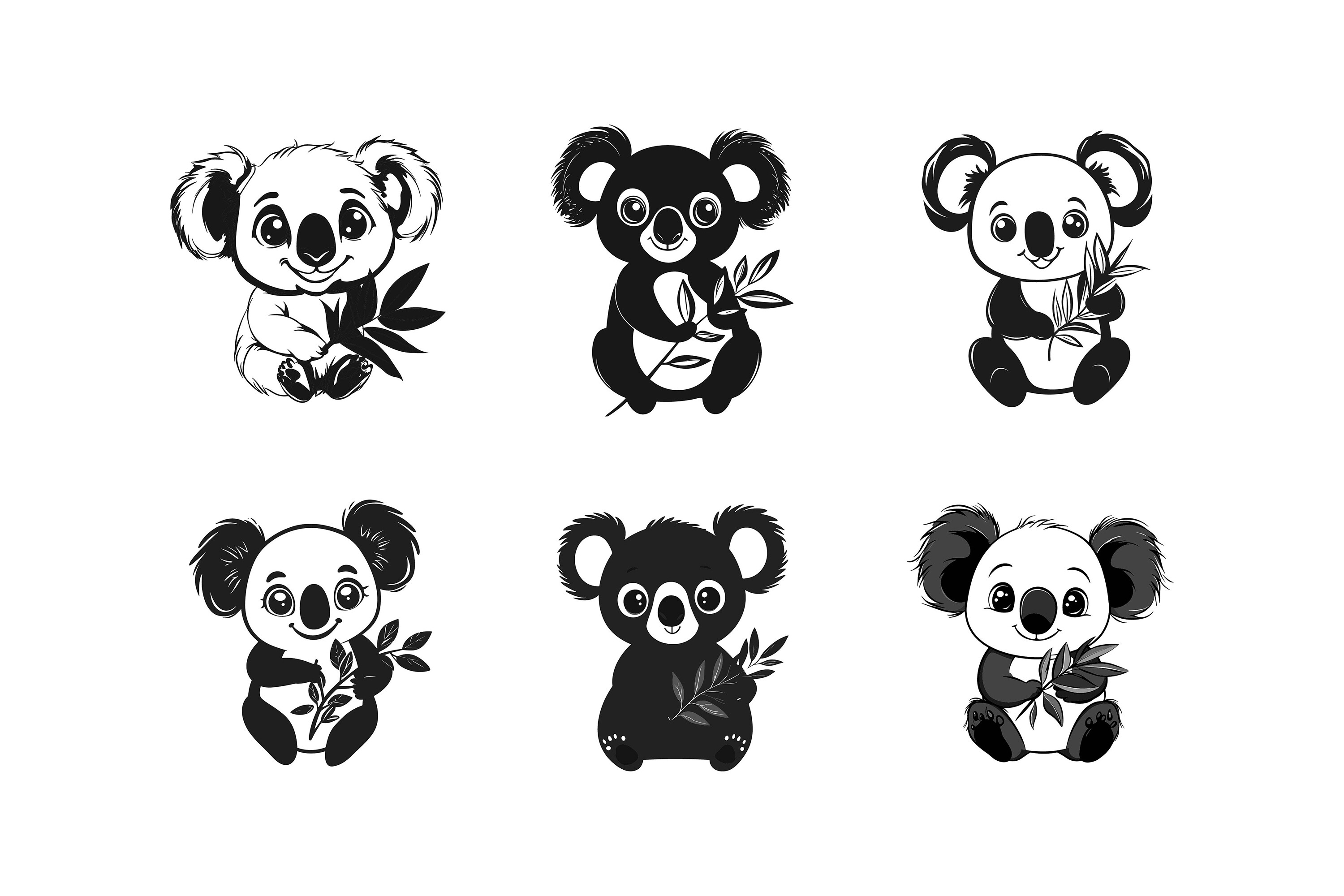 Set of Stylized Cute Baby Pandas Graphic by Creative_View · Creative ...