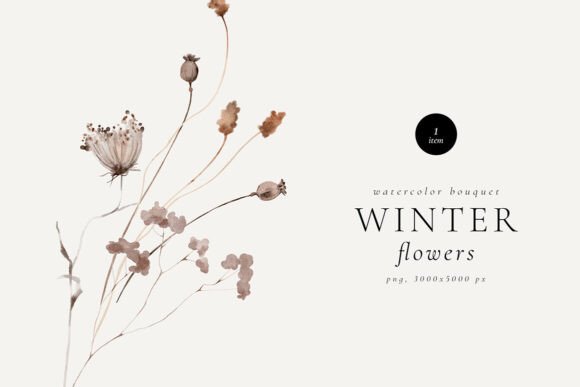 Winter Flowers Watercolor Bouquet Graphic Illustrations By pavlova.j91