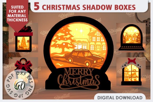 Christmas Shadow Boxes Laser Cut Bundle