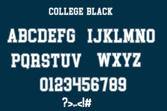 College Black Font PNG with transparent background - Preview 4