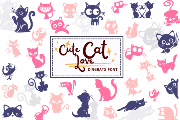 Preview of Cute Cat Love dingbat font