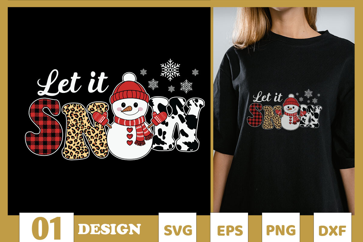 Let It Snow Xmas Snowman SVG Graphic by Skinite · Creative Fabrica