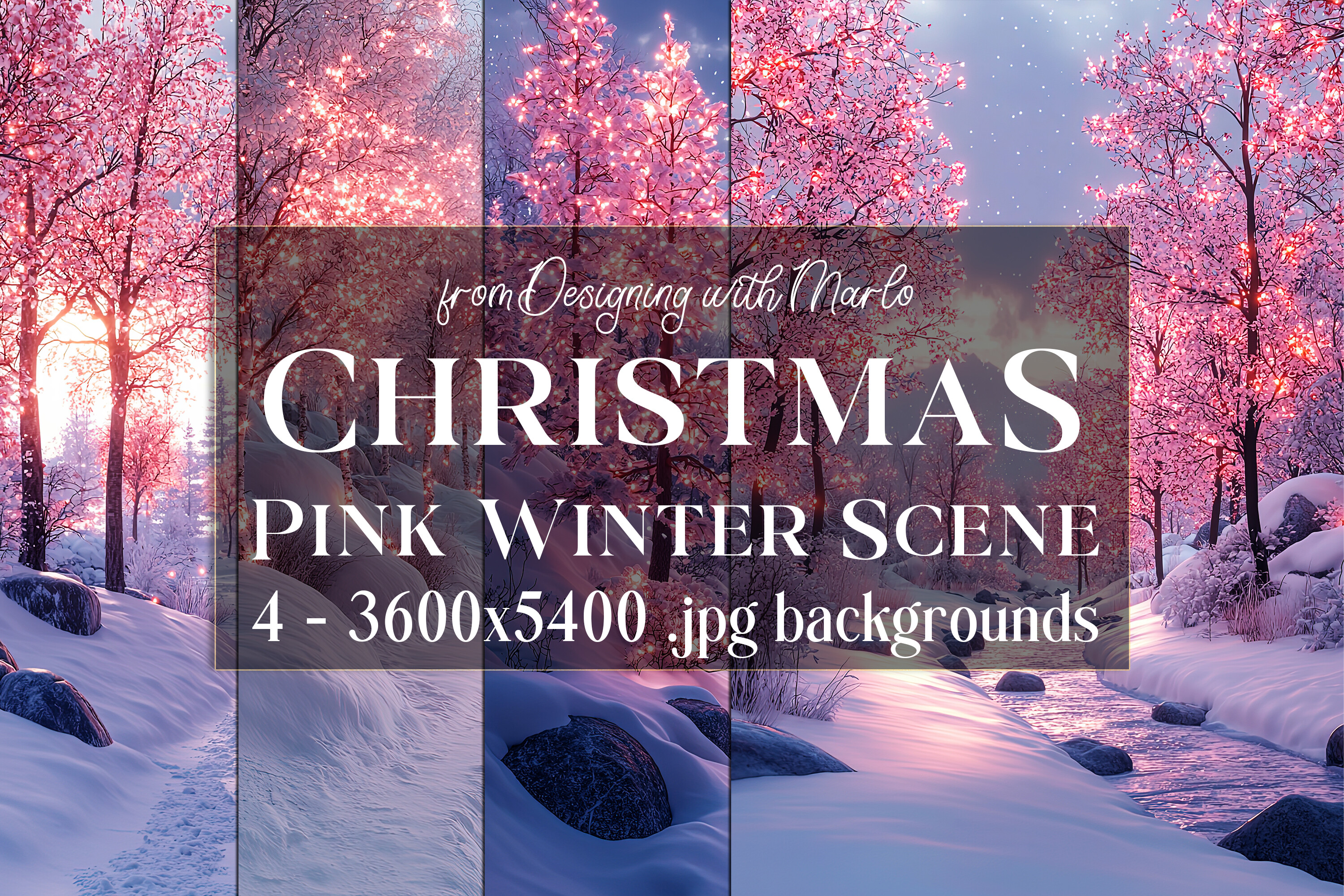 Pink Winter Christmas Scene Backgrounds Graphic by Designing with Marlo ...