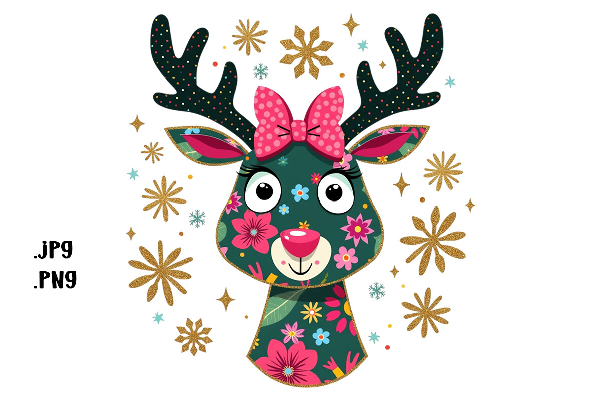 Colorful Reindeer Graphic by Joanna Redesiuk · Creative Fabrica