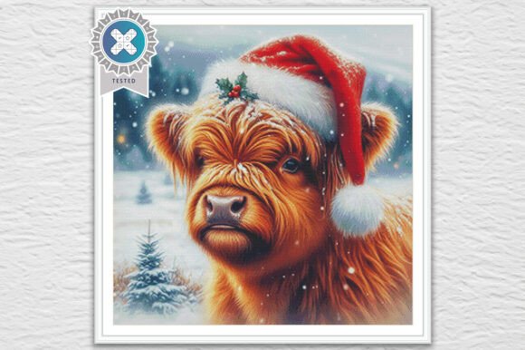 Christmas Highland Cow Cross Stitch PDF
