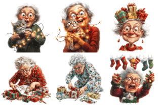 Funny Christmas Grandma Clipart Graphic by Markicha Art · Creative Fabrica