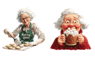 Funny Christmas Grandma Clipart Graphic by Markicha Art · Creative Fabrica