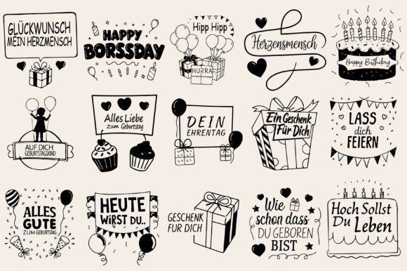 German Birthday Plotter File Bundle Svg