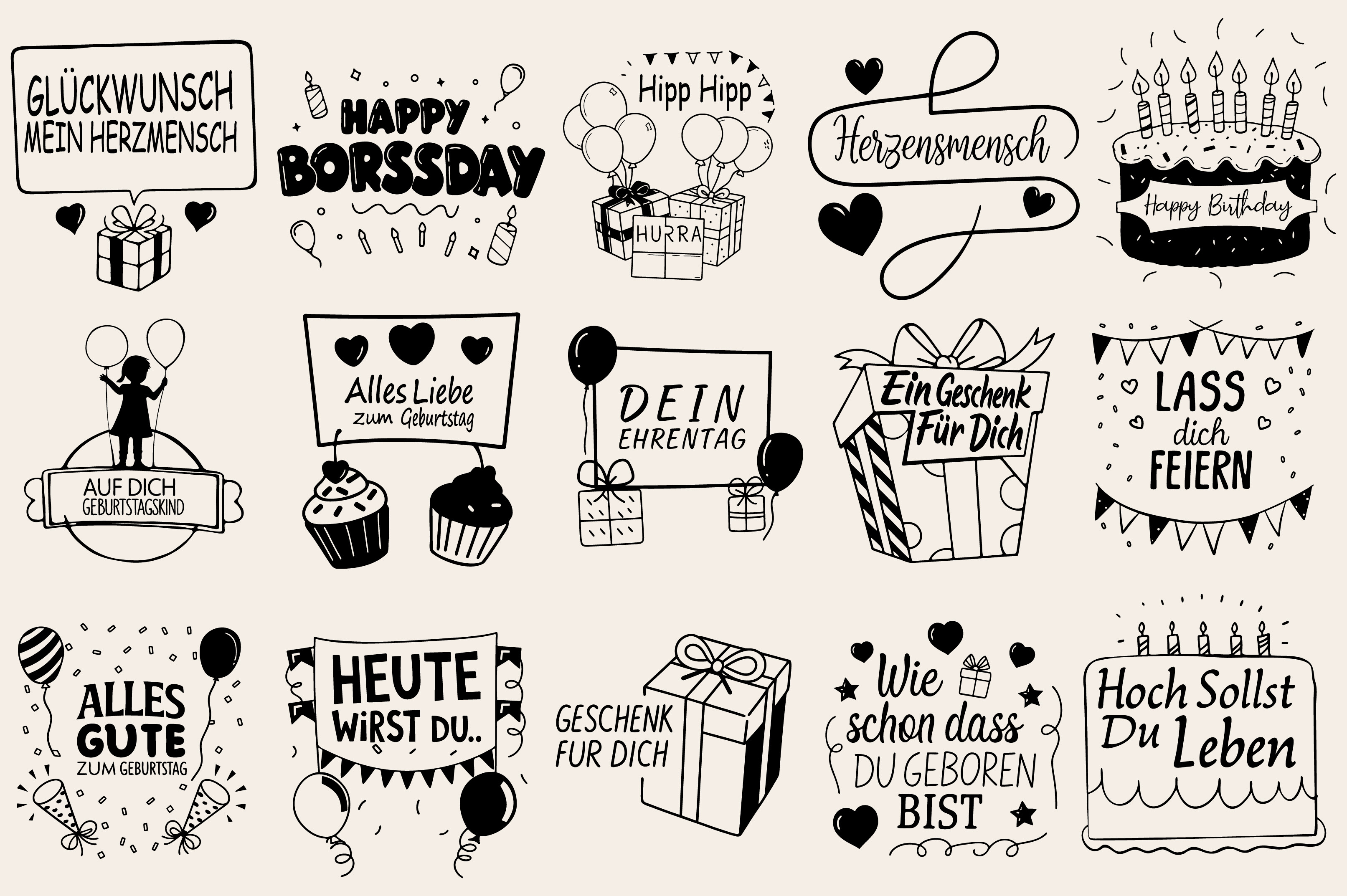 German Birthday Plotter File Bundle Svg