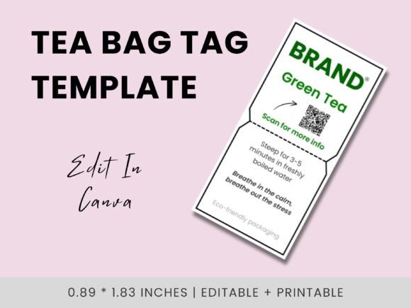 Printable Tea Bag Tag Label Template Grafica Modelli di Stampa Di Squeak Shops