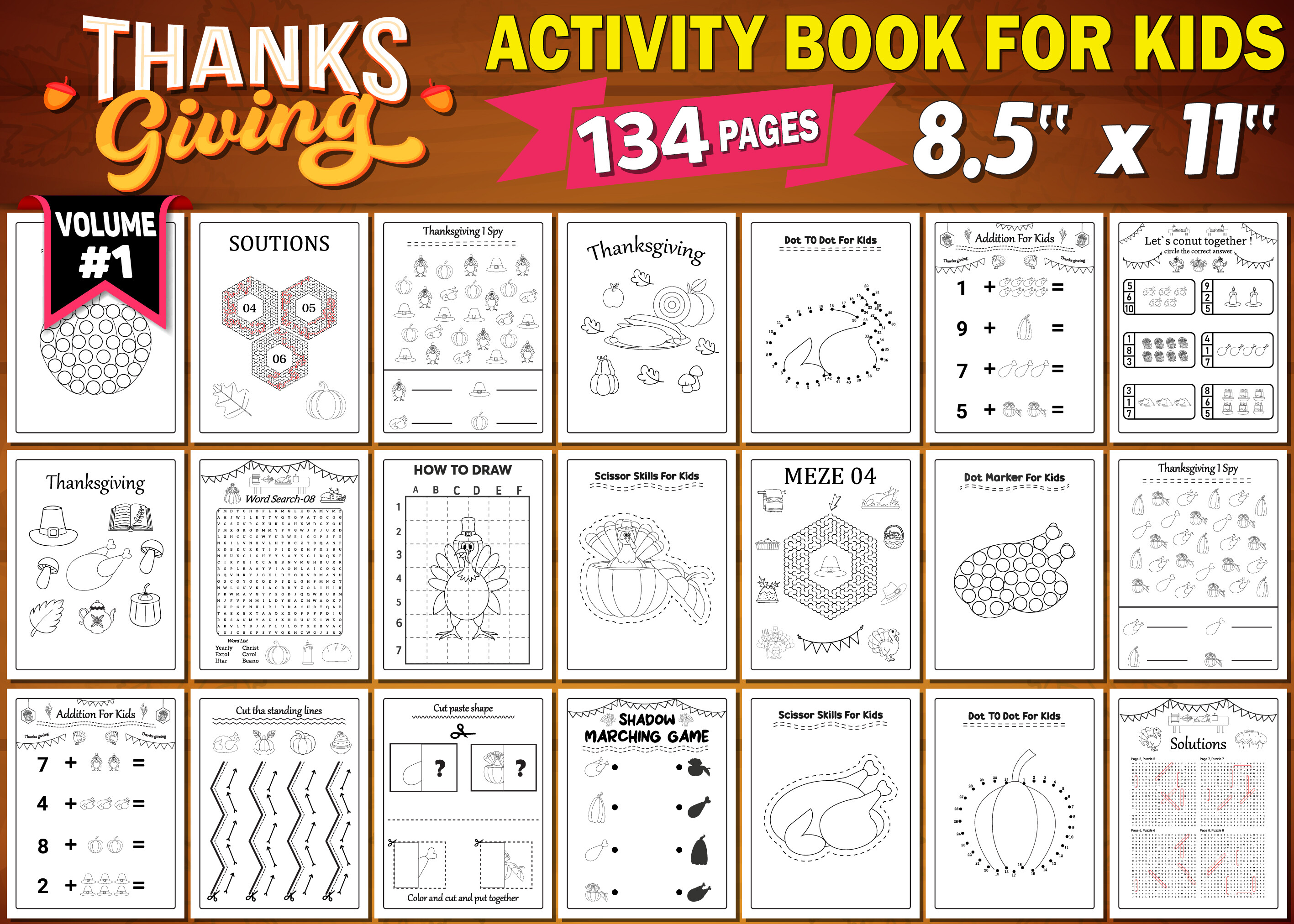 Thanksgiving Activity Book for Kids