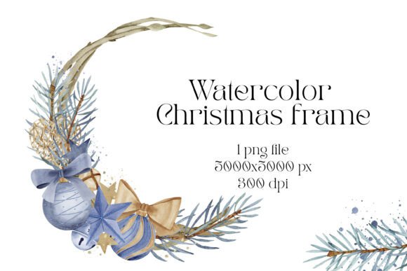 Watercolor Christmas Frame-wreath Graphic Illustrations By outlander1746