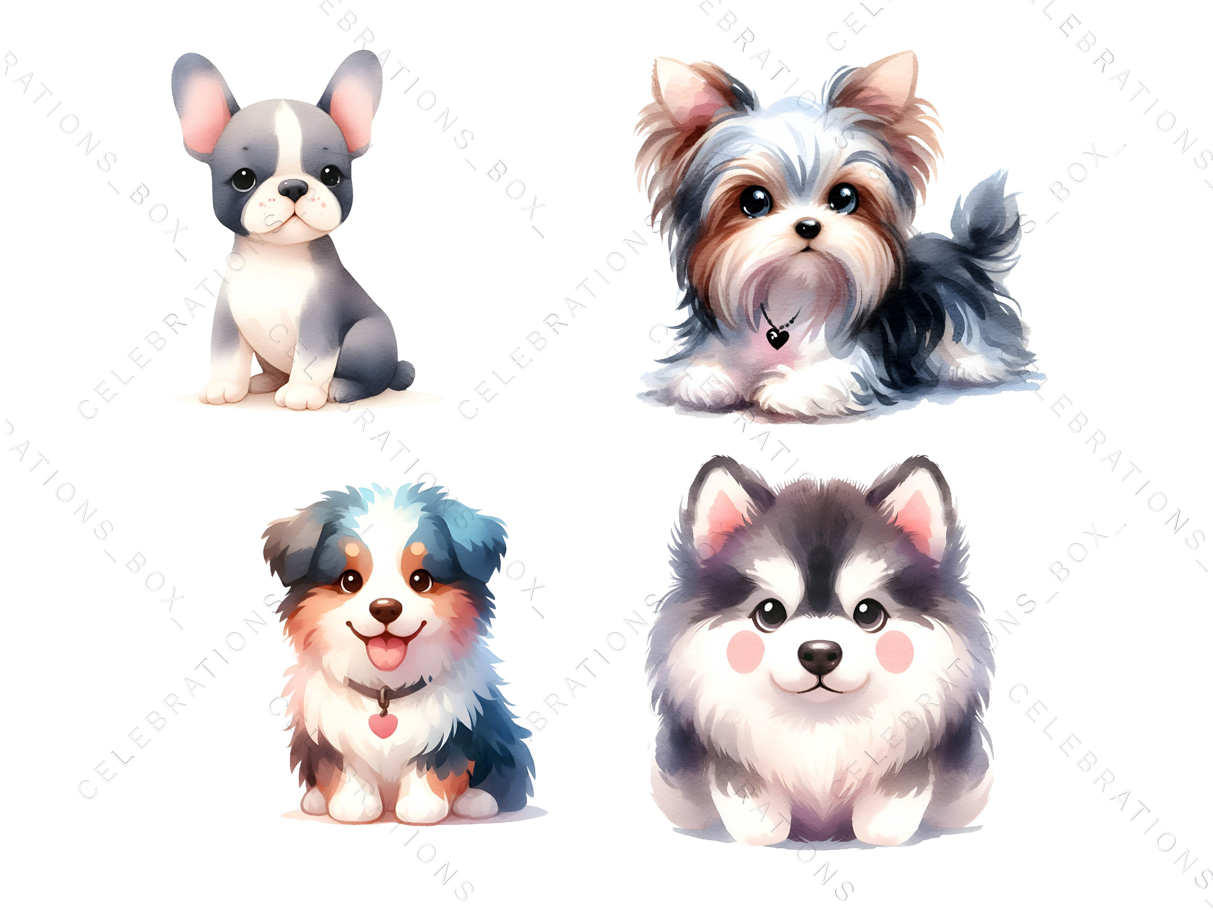 Watercolor Dogs Puppy Clipart Graphic by CelebrationsBoxs · Creative ...