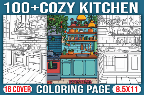 100 Cozy Kitchen Coloring Page