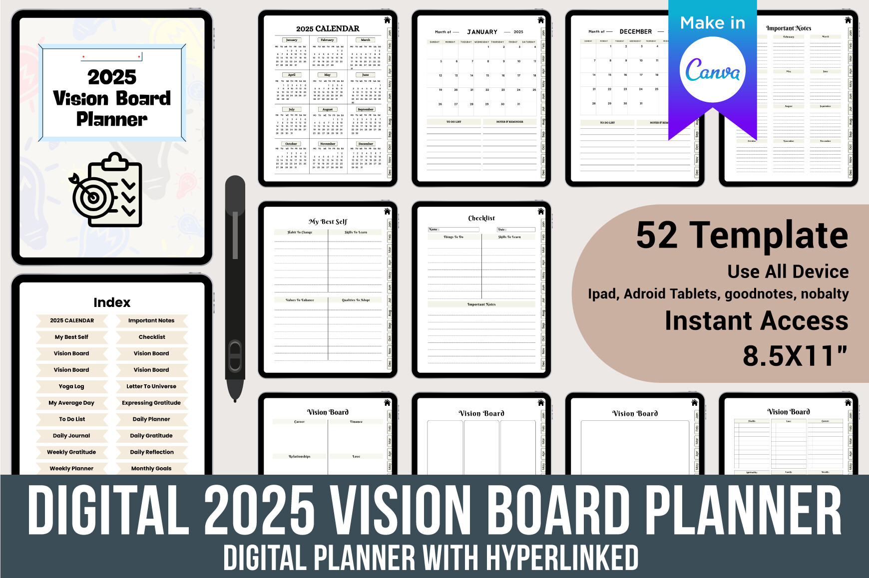 2025 Digital Vision Board Planner Canva Graphic by KDPMart · Creative ...