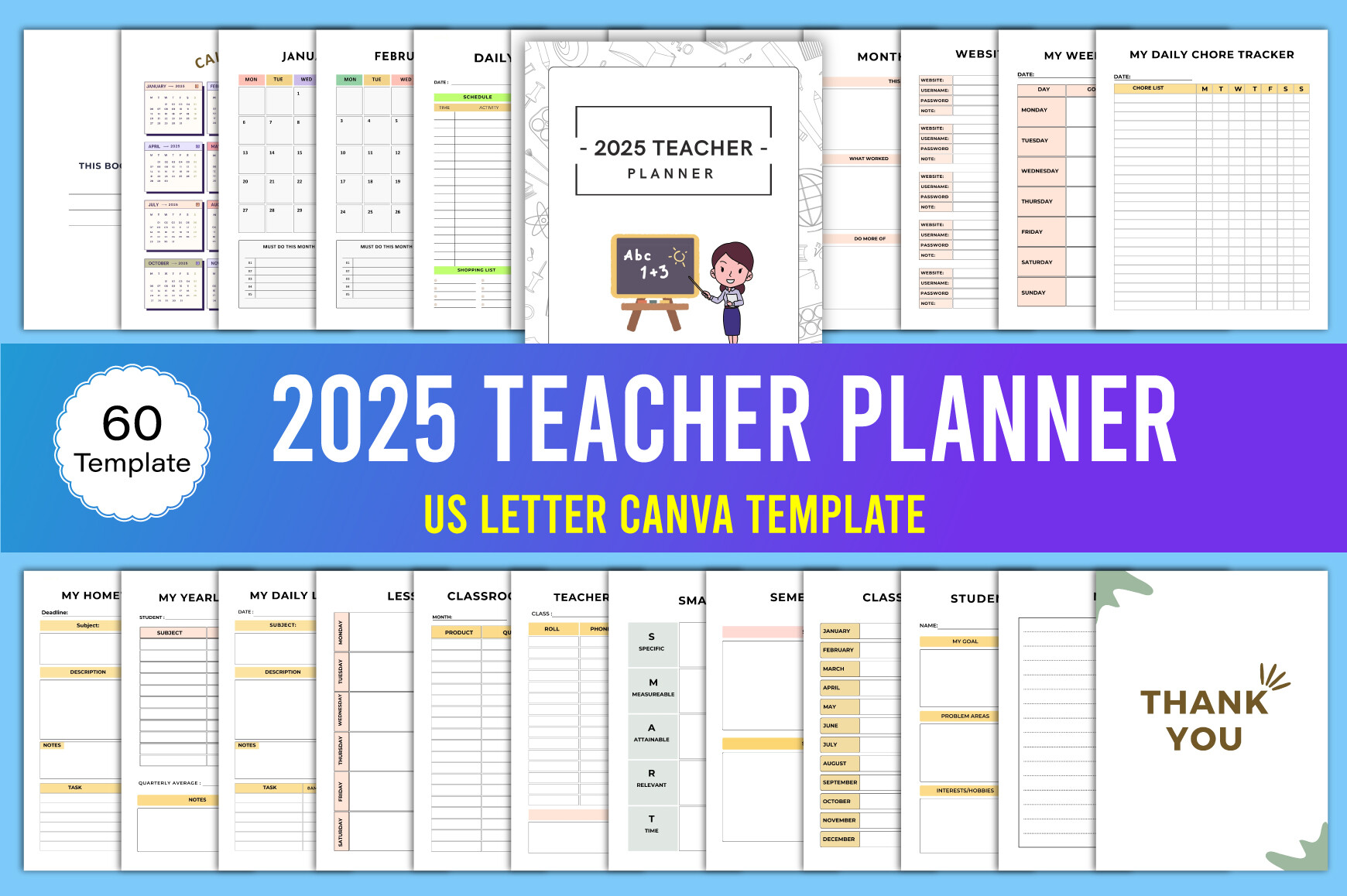 2025 Teacher Planner Canva Graphic by designmela01 · Creative Fabrica
