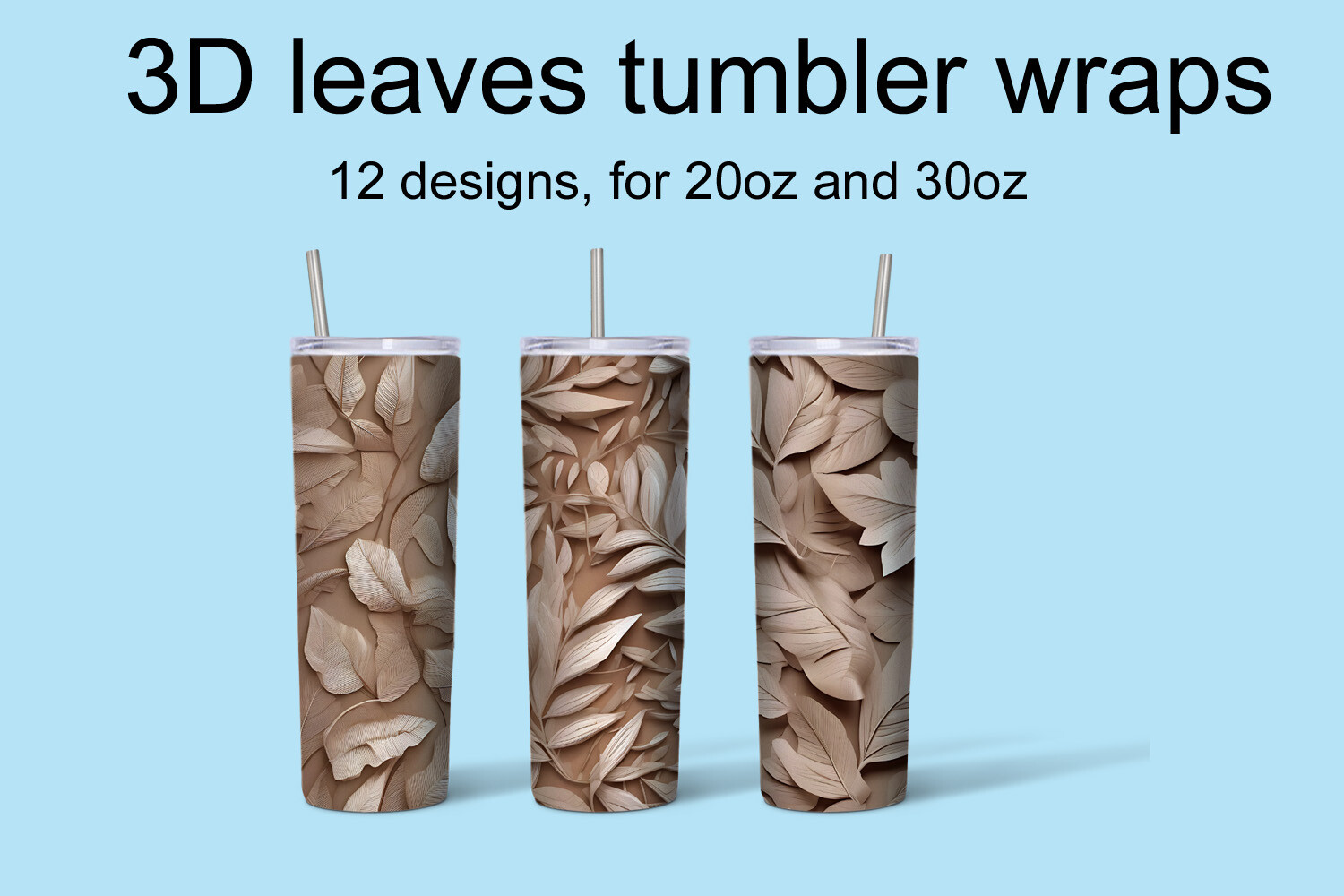 3D Leaves Tumbler Wraps Graphic by Andrea Kostelic · Creative Fabrica