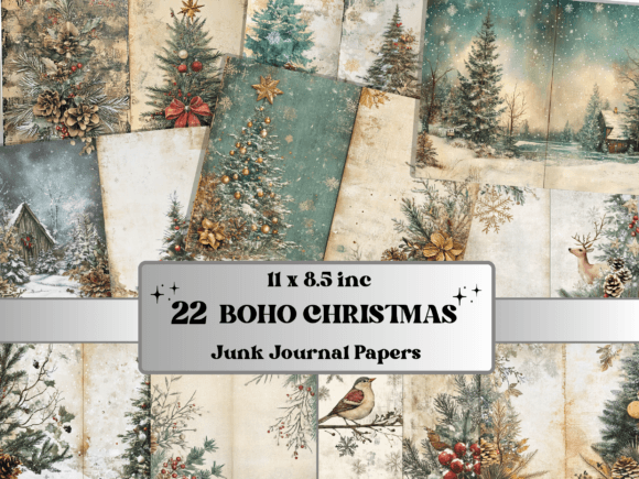 Boho Christmas Junk Journal Paper