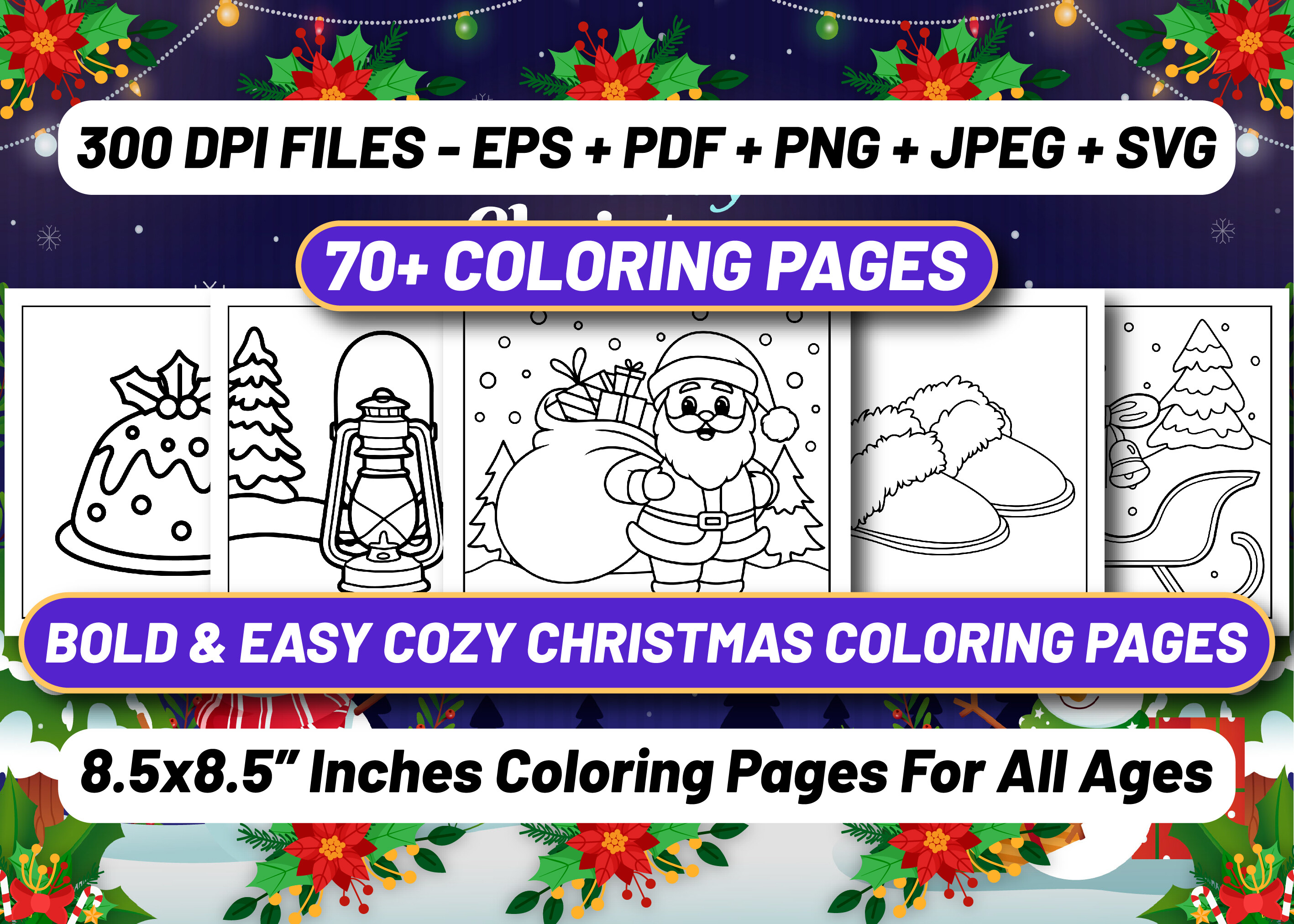 Bold Easy Cozy Christmas Coloring Pages Graphic by BOSS DESIGN ...