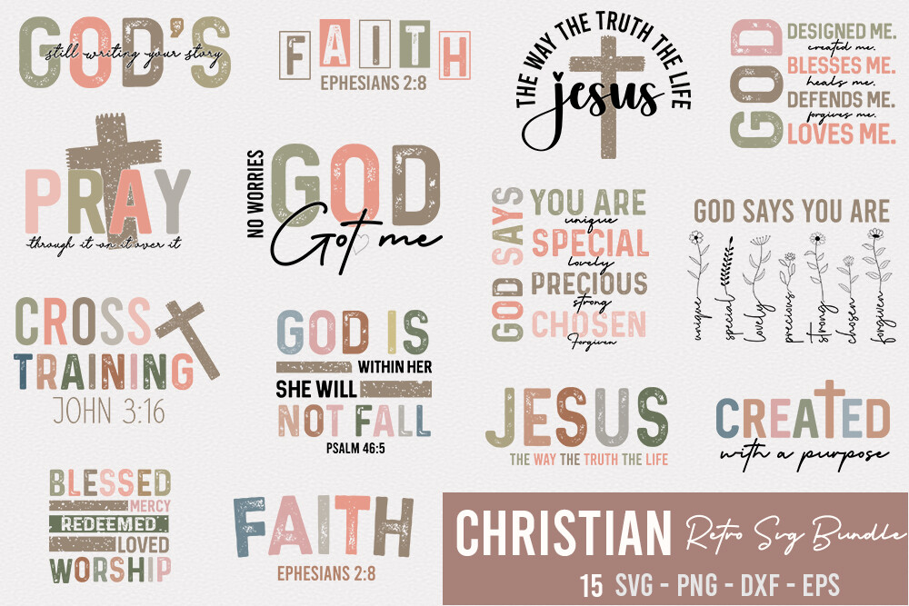 Christian Retro SVG Bundle Graphic by Craftiqe-shop · Creative Fabrica