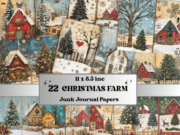 Christmas Farm Junk Journal Paper