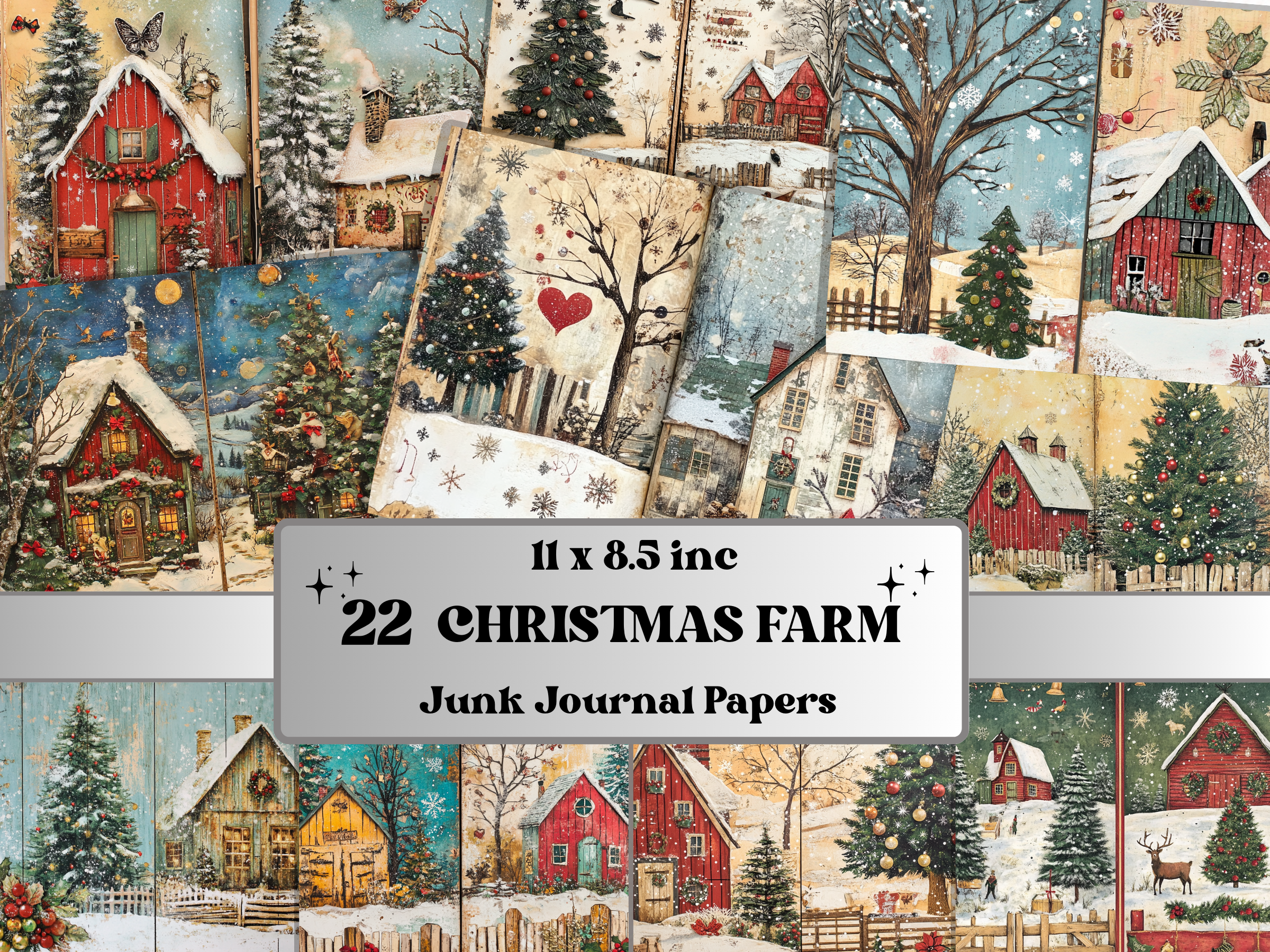 Christmas Farm Junk Journal Paper