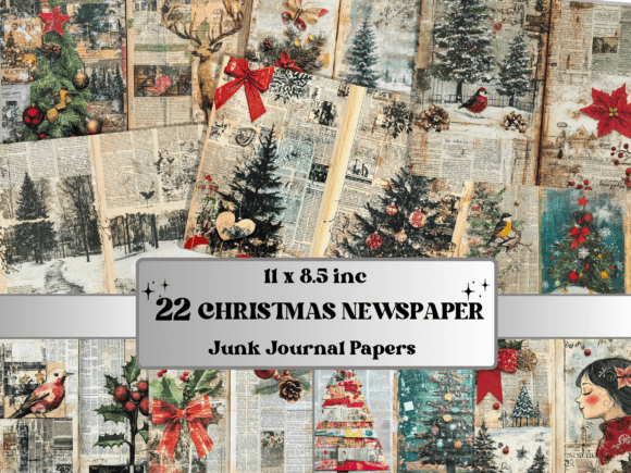 Christmas Newspaper Junk Journal Paper