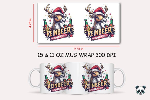 Christmas Reinbeer Funny Mug Wrap Graphics
