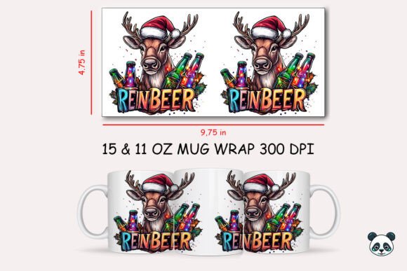 Christmas Reinbeer Funny Mug Wrap Graphics