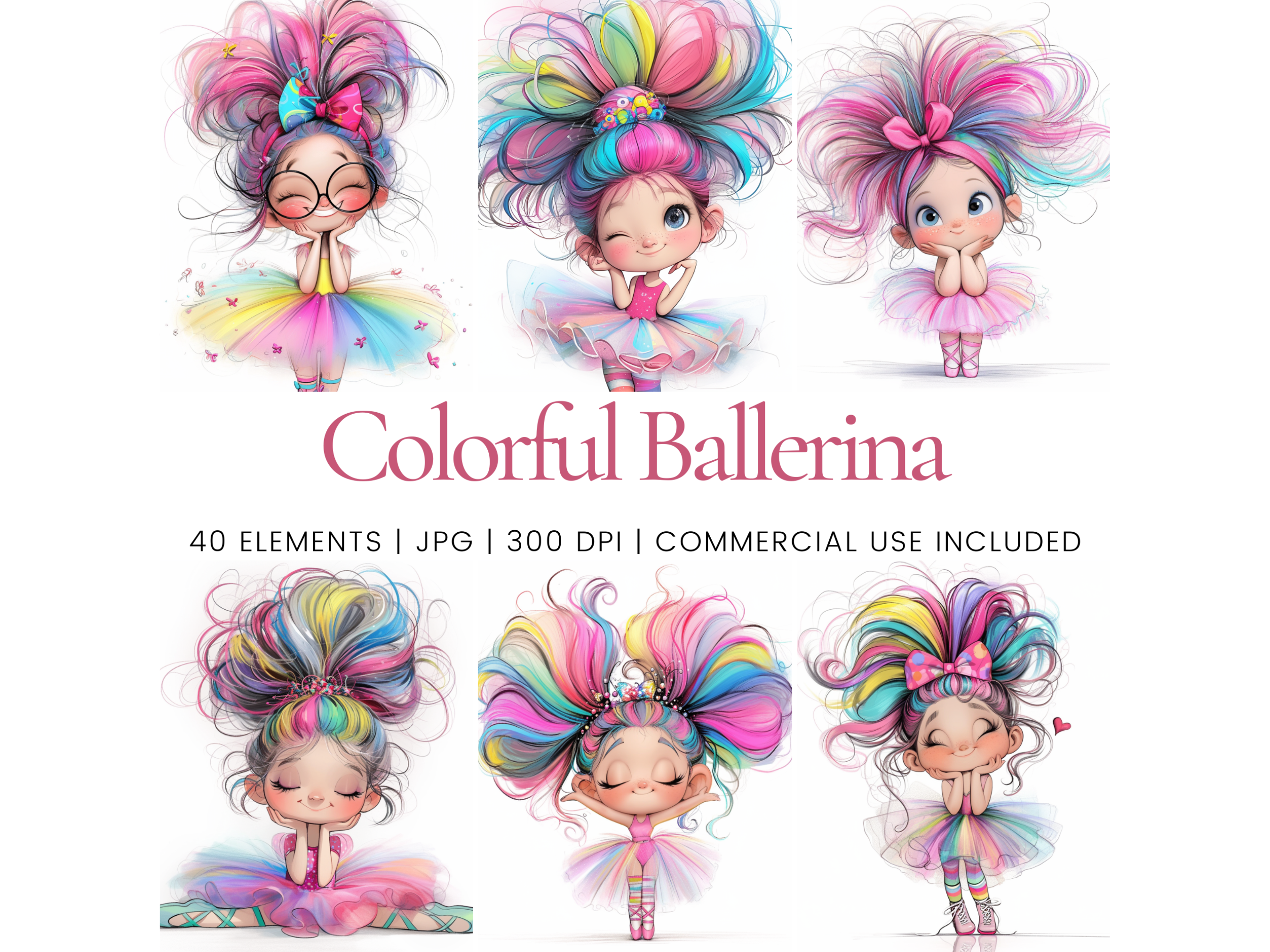 Colorful Ballet Dancers Clipart Bundle Graphic by Ikota Design ...