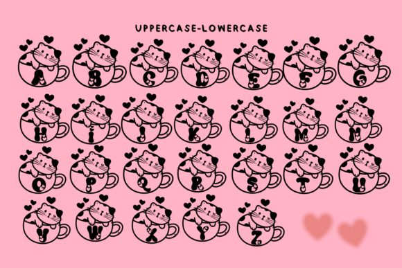 Cute Cat Love Font PNG with transparent background - Preview 1