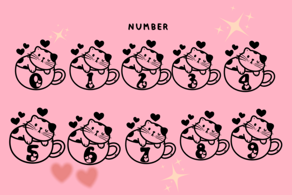 Cute Cat Love Font PNG with transparent background - Preview 2