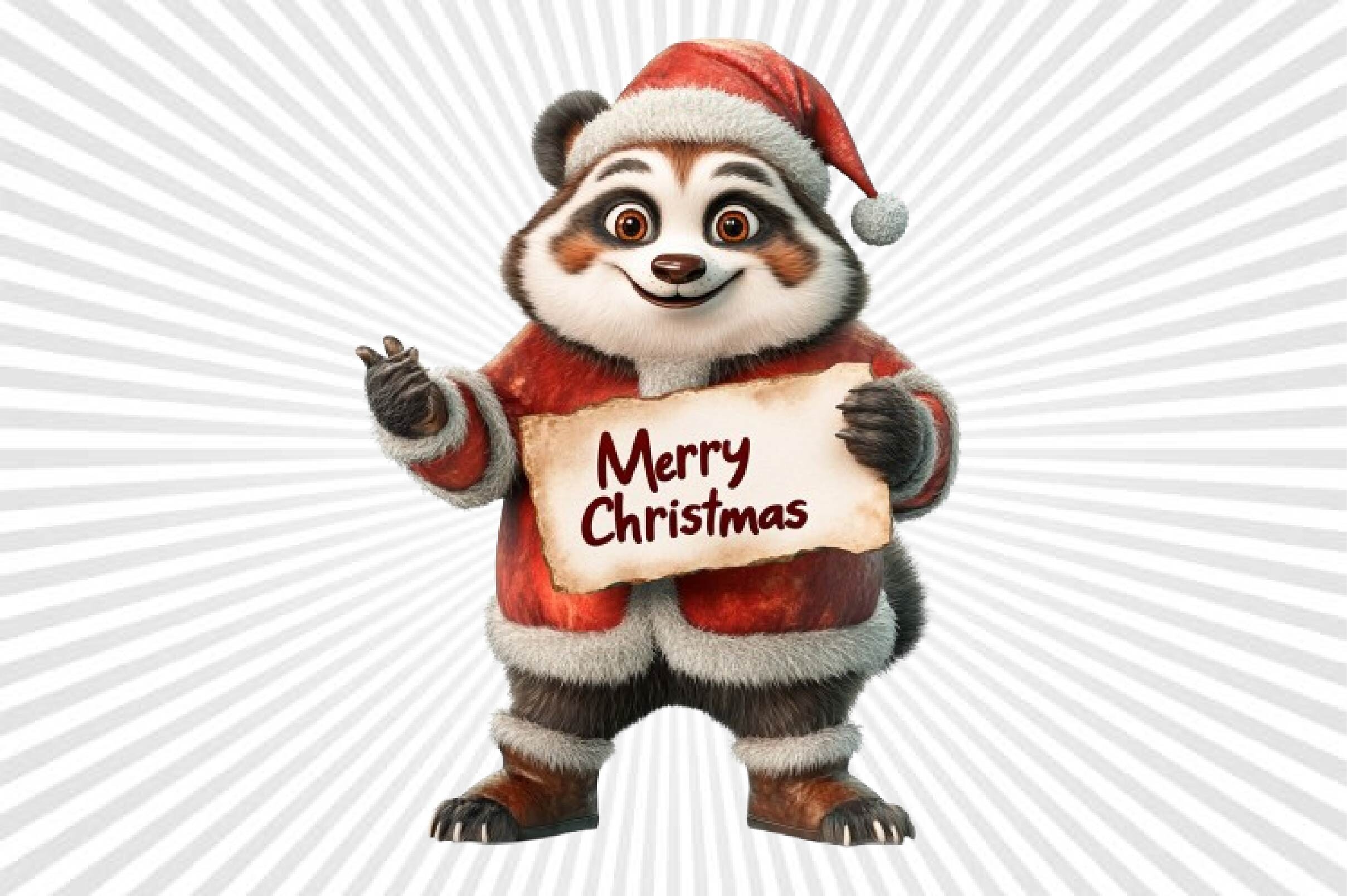 Cute Panda Merry Christmas Clipart Graphic by clipart · Creative Fabrica