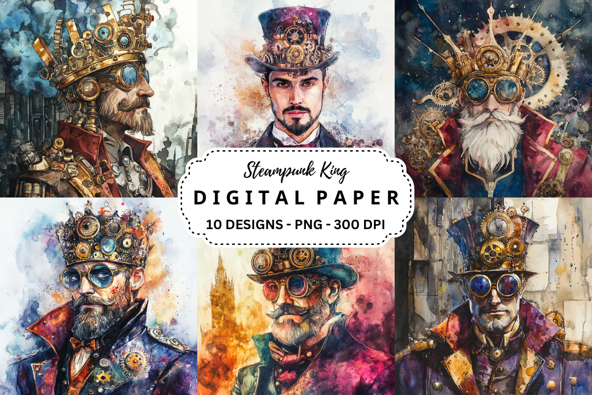 Watercolor Steampunk King Background Graphic by pcudesigns · Creative ...