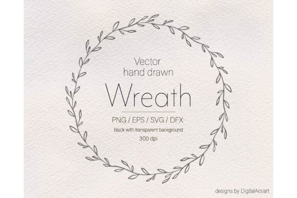 Wreath Vector Hand Drawn Botanical Graphic Icons By DigitalArsiart