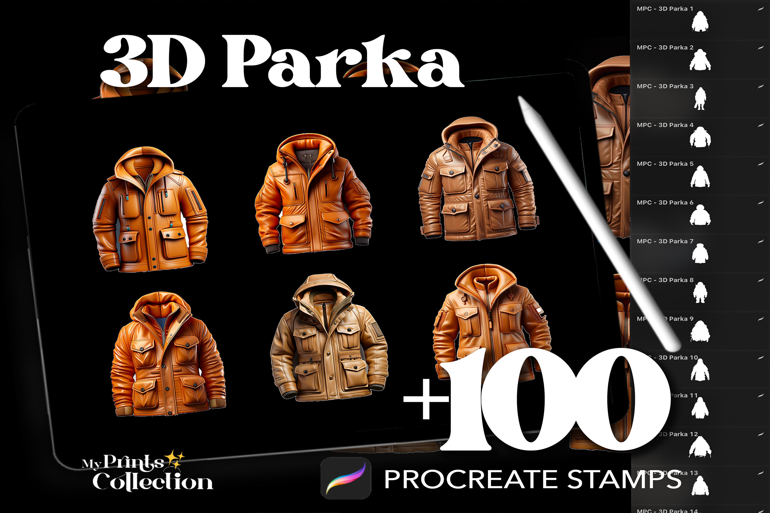 100+ Procreate 3D Parka Stamps Graphic by myprintscollection · Creative ...