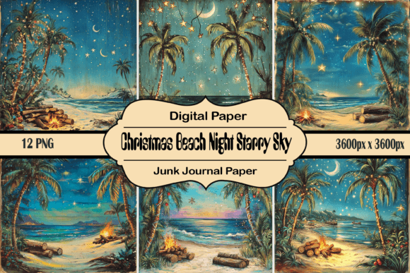 Christmas Beach Night Starry Sky