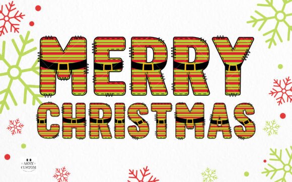 Christmas Santa Stripe Font PNG with transparent background - Preview 2