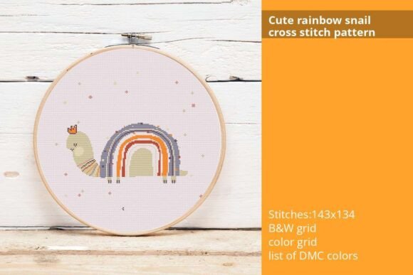 Cute Rainbow Snail Cross Stitch Pattern