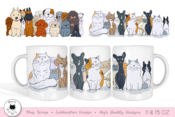 Dog & Cat Mug Wraps | Coffee Mug Designs