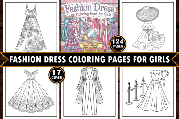 15 Fashion Dress Coloring Pages Designs & Graphics