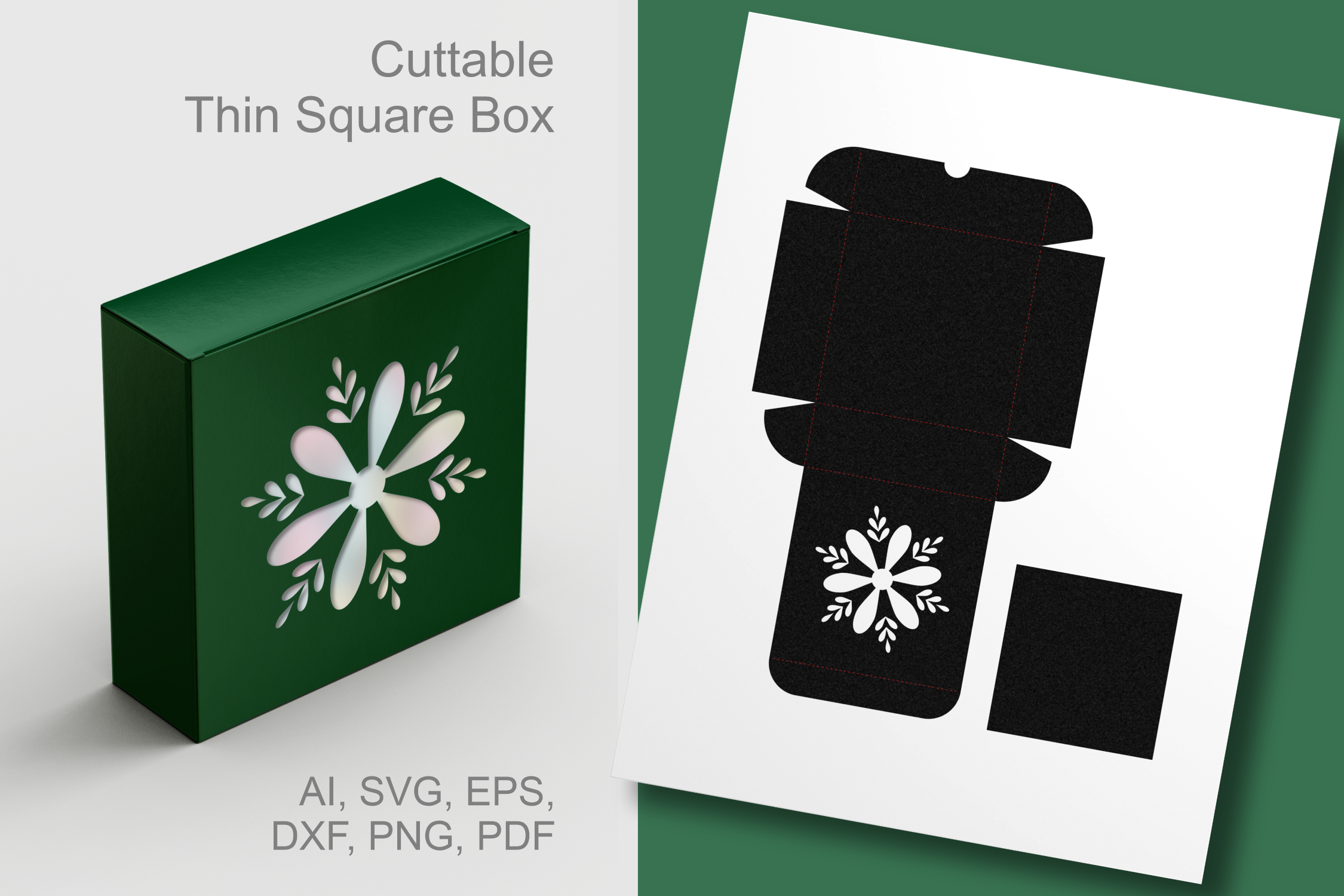 Snow Square Format Floral Style Snow Square Box Template · Creative Fabrica