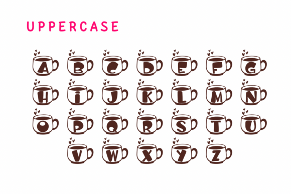 Love Coffee Mug Font PNG with transparent background - Preview 1