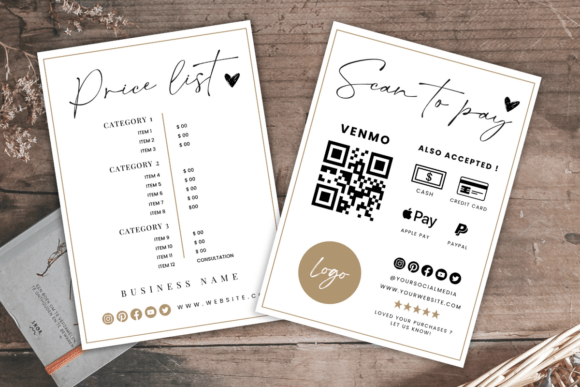 Printable Price List & Payment Sign