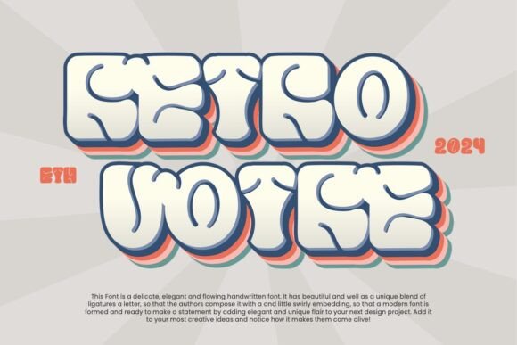 Retro Votre Font PNG with transparent background - Preview 1