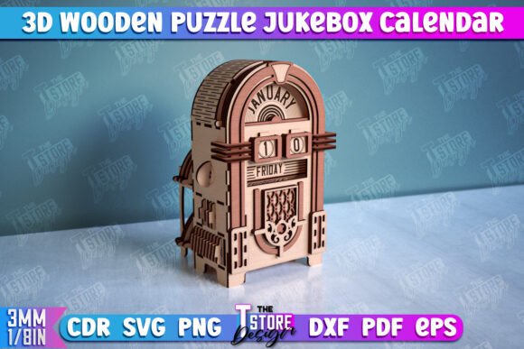 3D Wooden Puzzle Jukebox Calendar