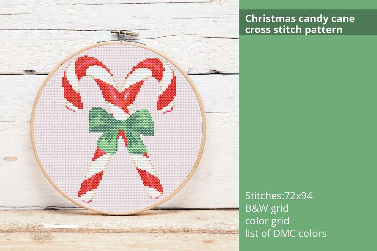 Christmas Candy Cane Cross Stitch