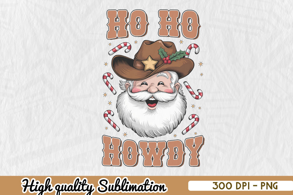 Ho Ho Howdy Santa Cowboy Xmas PNG Graphic by Zanynoti · Creative Fabrica