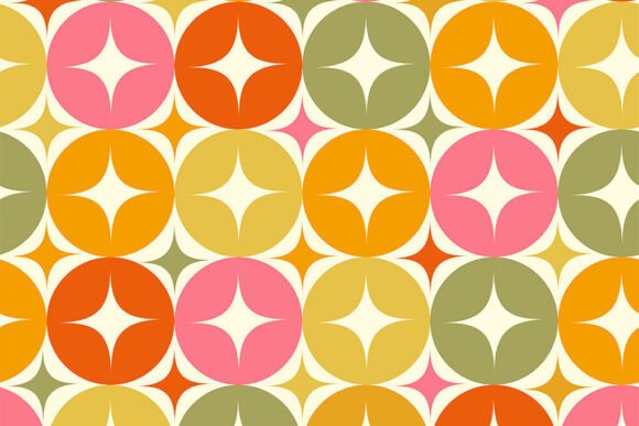 Mid Century Stars on Circles Pattern
