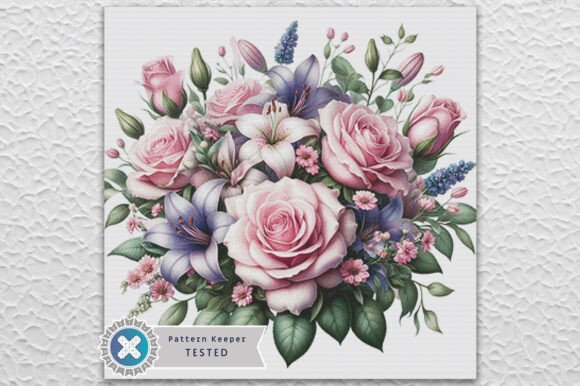 Pink Roses Cross Stitch Pattern PDF